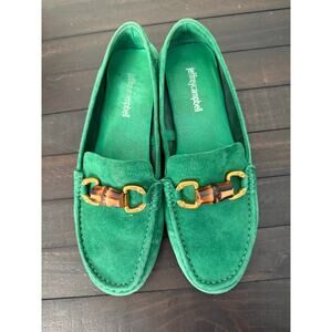 Jeffery Campbell Soft Green Suede Gold Tone and Bamboo Horse Bit Detail Size 8